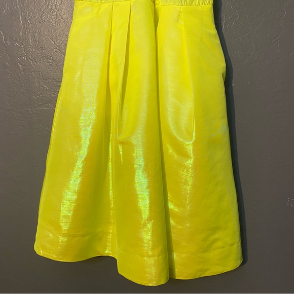 Christopher Rogers Woman Yellow Midi Dress Volume Iridescent Puff Sleeve Size M - Picture 3 of 11